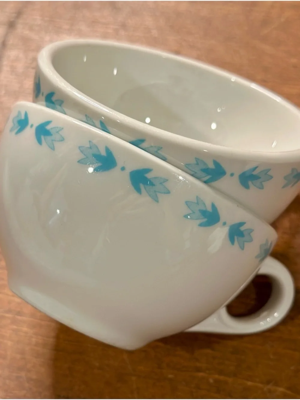 Vintage Shenango China Cups Blue Leaf Restaurant Ware